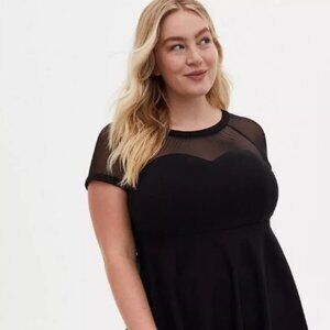 Torrid Midi Mesh Black Sweetheart Dress - Size 30W